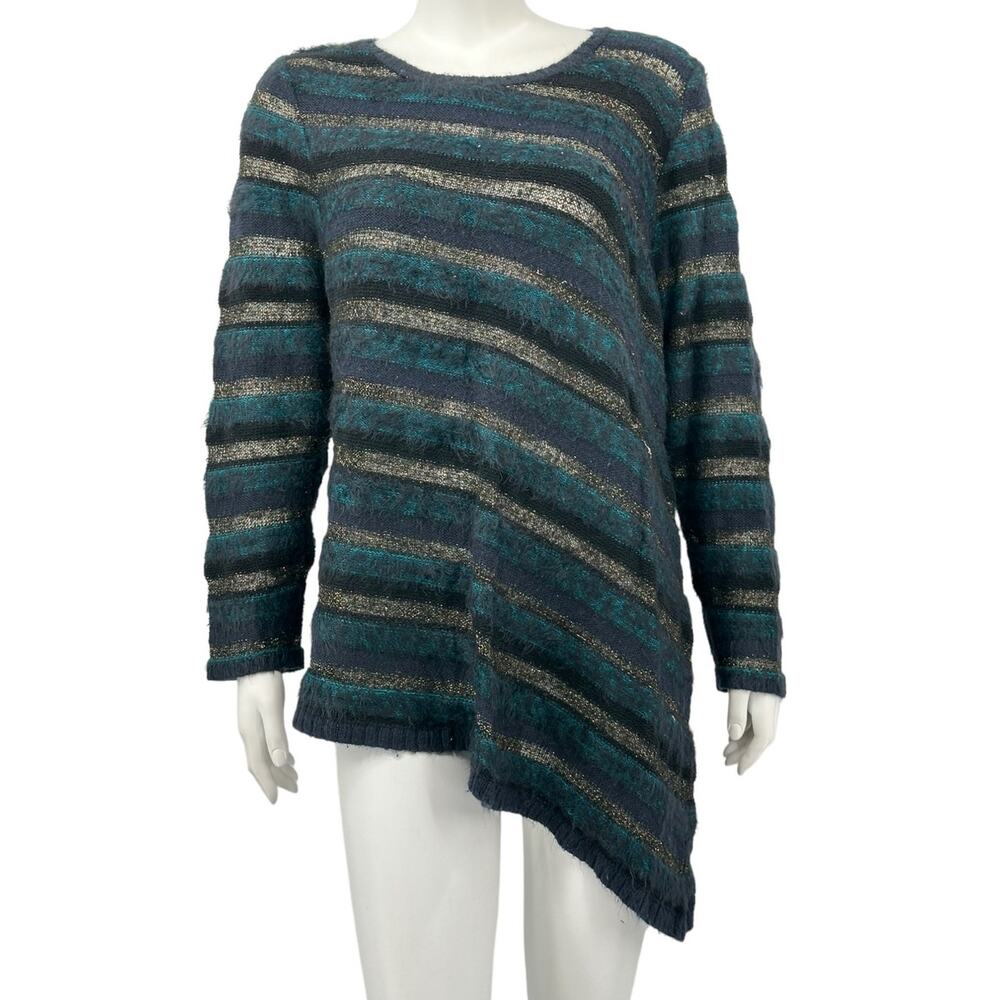 Chicos Sweater Womens 3 US XL Arielle Pullover Goddess Green Asymmetrical Fairy